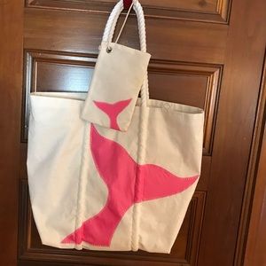 Sea Bags of Maine, Pink Whale Tail Medium Tote & Wristlet.
